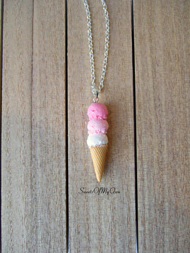 Strawberry Triple Scoop Ice Cream Cone Charm - SweetsOfMyOwn